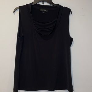 Black sleeveless cowl neck blouse